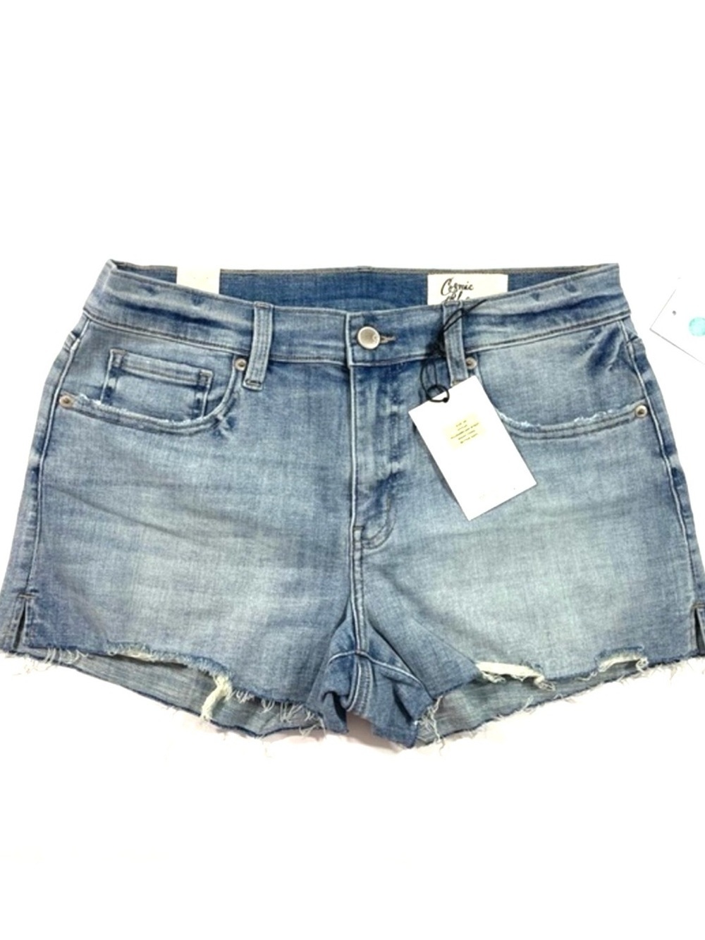 New Cosmic Blue Love Cutoff Shorts